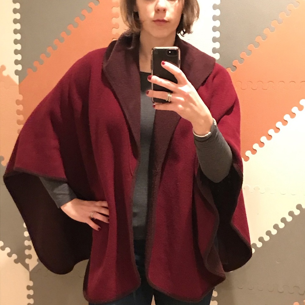 Reversible Crimson/Maroon Wool Cape
